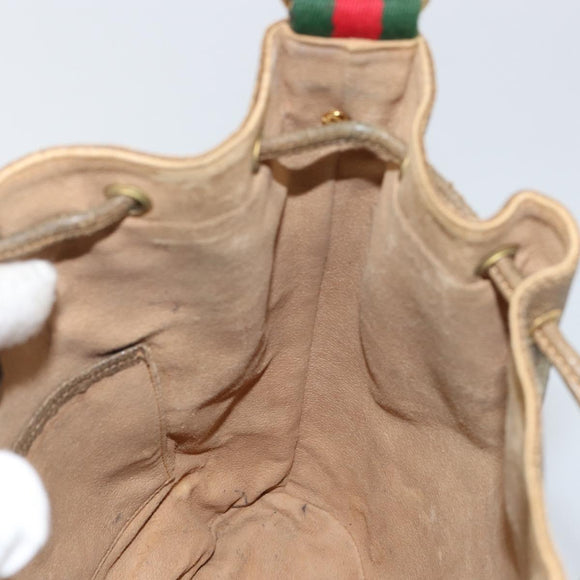 GUCCI GG Supreme Web Sherry Line Shoulder Bag PVC Beige 14 02 034 Auth 143349