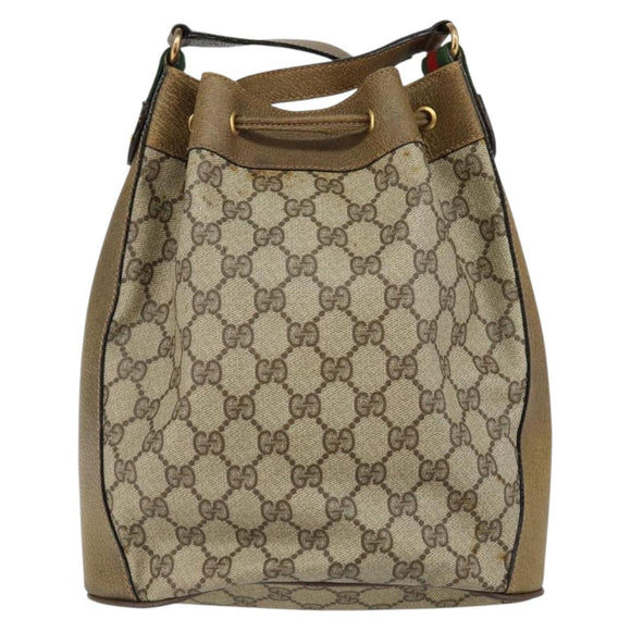 GUCCI GG Supreme Web Sherry Line Shoulder Bag PVC Beige 14 02 034 Auth 143349