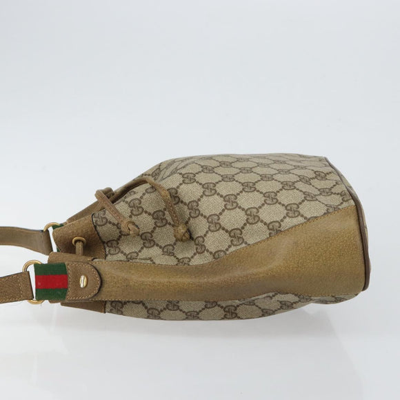 GUCCI GG Supreme Web Sherry Line Shoulder Bag PVC Beige 14 02 034 Auth 143349