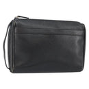 GUCCI Clutch Bag Leather Black Gold Auth 143350-1