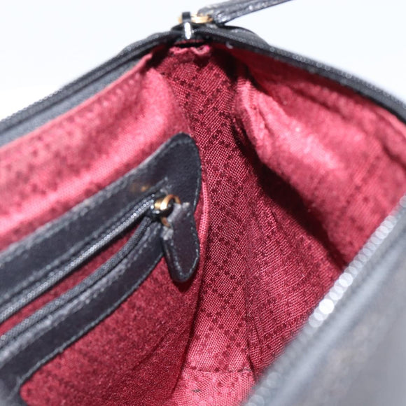 GUCCI Clutch Bag Leather Black Gold Auth 143350