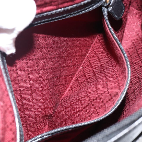 GUCCI Clutch Bag Leather Black Gold Auth 143350