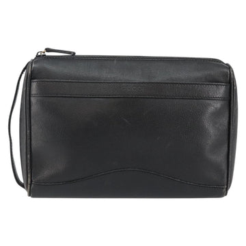 GUCCI Clutch Bag Leather Black Gold Auth 143350 - 0