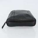 GUCCI Clutch Bag Leather Black Gold Auth 143350-5