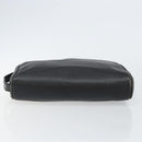 GUCCI Clutch Bag Leather Black Gold Auth 143350-9