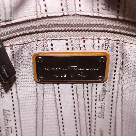 Salvatore Ferragamo Vala Tote Bag Enamel 2way Orange Silver Auth 143352