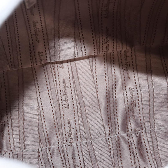 Salvatore Ferragamo Vala Tote Bag Enamel 2way Orange Silver Auth 143352