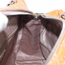 Salvatore Ferragamo Vala Tote Bag Enamel 2way Orange Silver Auth 143352-21