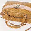 Salvatore Ferragamo Vala Tote Bag Enamel 2way Orange Silver Auth 143352-6