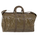 FENDI Zucchino Canvas Boston Bag Coated Canvas Brown Gold Auth 143353-1