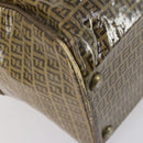 FENDI Zucchino Canvas Boston Bag Coated Canvas Brown Gold Auth 143353-16