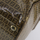FENDI Zucchino Canvas Boston Bag Coated Canvas Brown Gold Auth 143353-17