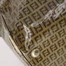 FENDI Zucchino Canvas Boston Bag Coated Canvas Brown Gold Auth 143353-18