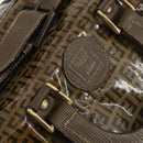 FENDI Zucchino Canvas Boston Bag Coated Canvas Brown Gold Auth 143353-19