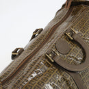 FENDI Zucchino Canvas Boston Bag Coated Canvas Brown Gold Auth 143353-21