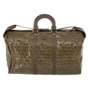 FENDI Zucchino Canvas Boston Bag Coated Canvas Brown Gold Auth 143353-13