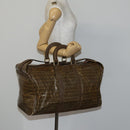 FENDI Zucchino Canvas Boston Bag Coated Canvas Brown Gold Auth 143353-26