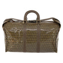 FENDI Zucchino Canvas Boston Bag Coated Canvas Brown Gold Auth 143353-2