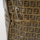 FENDI Zucchino Canvas Boston Bag Coated Canvas Brown Gold Auth 143353-3