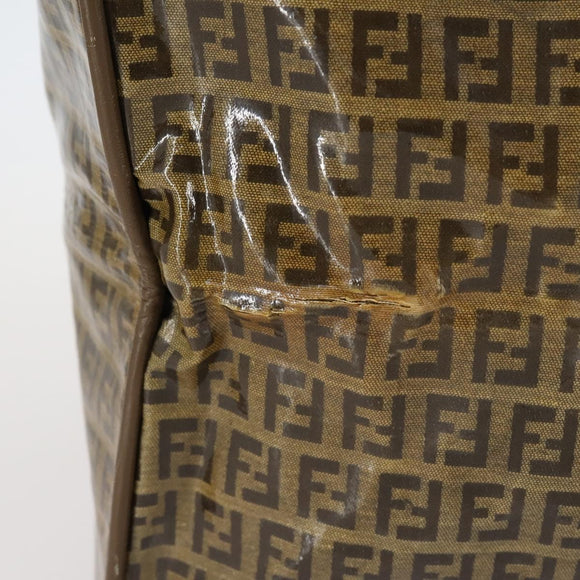 FENDI Zucchino Canvas Boston Bag Coated Canvas Brown Gold Auth 143353