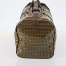 FENDI Zucchino Canvas Boston Bag Coated Canvas Brown Gold Auth 143353-4