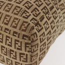 FENDI Zucchino Canvas Tote Bag Beige Silver Auth 143354-14