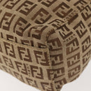 FENDI Zucchino Canvas Tote Bag Beige Silver Auth 143354-16