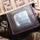 FENDI Zucchino Canvas Tote Bag Beige Silver Auth 143354-17