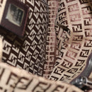 FENDI Zucchino Canvas Tote Bag Beige Silver Auth 143354-18