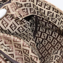 FENDI Zucchino Canvas Tote Bag Beige Silver Auth 143354-20