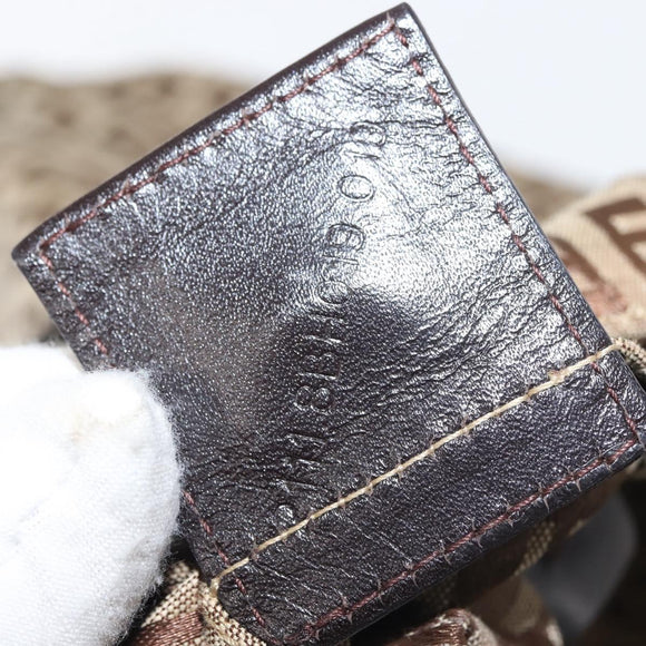 FENDI Zucchino Canvas Tote Bag Beige Silver Auth 143354