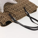 FENDI Zucchino Canvas Tote Bag Beige Silver Auth 143354-6