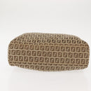 FENDI Zucchino Canvas Tote Bag Beige Silver Auth 143354-5