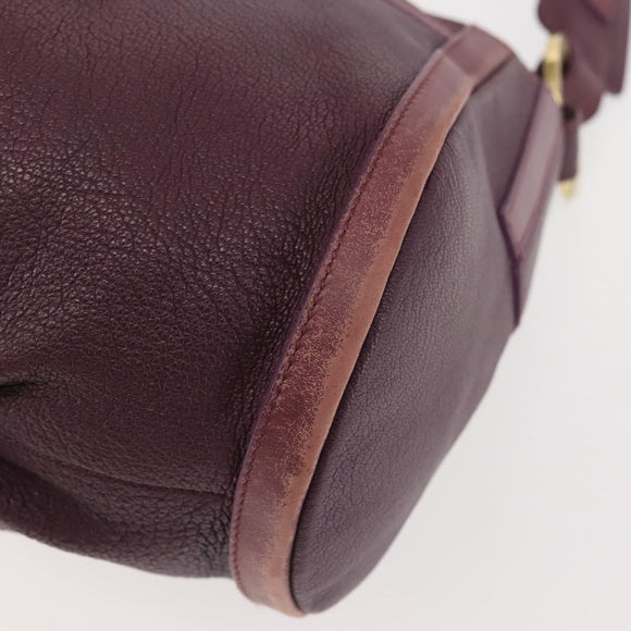 BVLGARI Chandra Shoulder Bag Leather Purple Gold Auth 143355