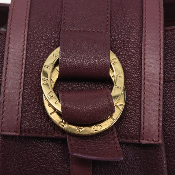 BVLGARI Chandra Shoulder Bag Leather Purple Gold Auth 143355