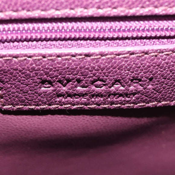 BVLGARI Chandra Shoulder Bag Leather Purple Gold Auth 143355