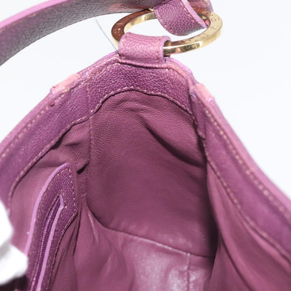 BVLGARI Chandra Shoulder Bag Leather Purple Gold Auth 143355