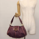 BVLGARI Chandra Shoulder Bag Leather Purple Gold Auth 143355-21