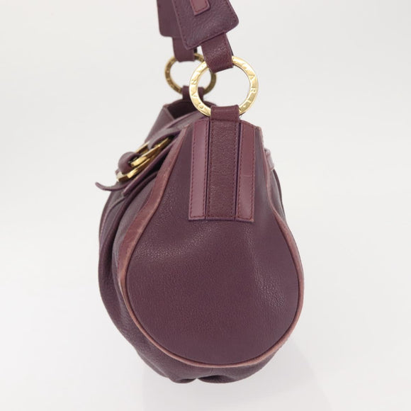 BVLGARI Chandra Shoulder Bag Leather Purple Gold Auth 143355