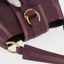 BVLGARI Chandra Shoulder Bag Leather Purple Gold Auth 143355-6