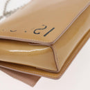 Salvatore Ferragamo Chain Vala Shoulder Bag Enamel Beige Silver Auth 143357-13