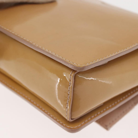 Salvatore Ferragamo Chain Vala Shoulder Bag Enamel Beige Silver Auth 143357