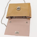 Salvatore Ferragamo Chain Vala Shoulder Bag Enamel Beige Silver Auth 143357-16