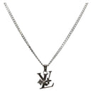 LOUIS VUITTON Monogram Row Necklace metal Silver M02254 LV Auth 143366-1