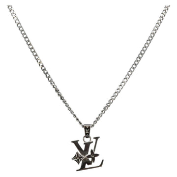 LOUIS VUITTON Monogram Row Necklace metal Silver M02254 LV Auth 143366