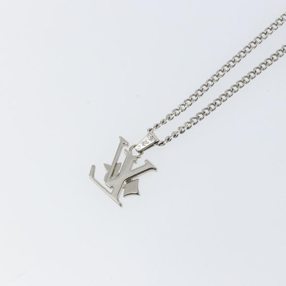 LOUIS VUITTON Monogram Row Necklace metal Silver M02254 LV Auth 143366