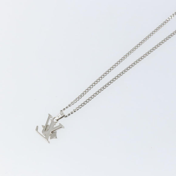 LOUIS VUITTON Monogram Row Necklace metal Silver M02254 LV Auth 143366