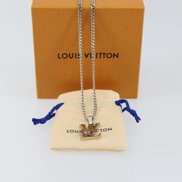 LOUIS VUITTON Monogram Row Necklace metal Silver M02254 LV Auth 143366