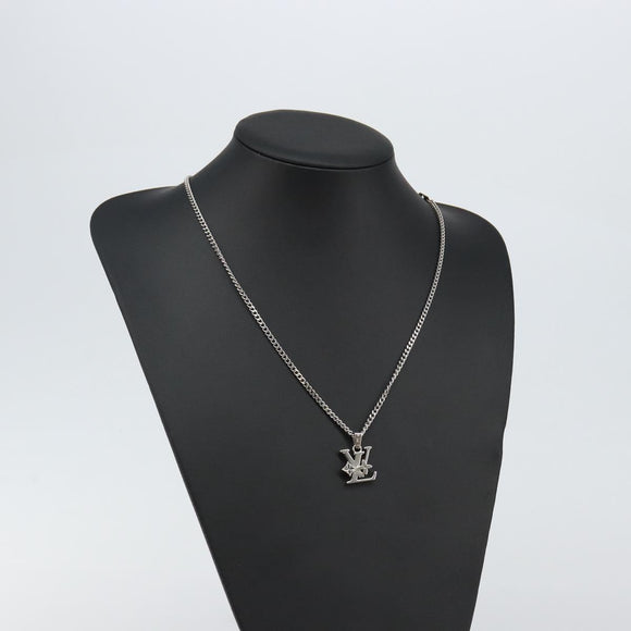 LOUIS VUITTON Monogram Row Necklace metal Silver M02254 LV Auth 143366