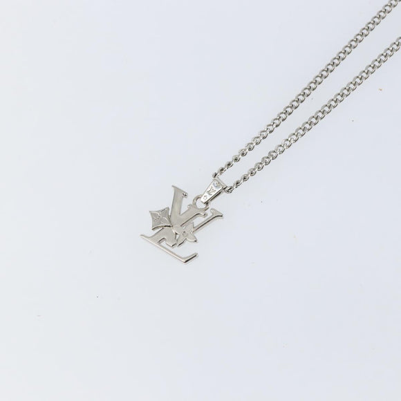 LOUIS VUITTON Monogram Row Necklace metal Silver M02254 LV Auth 143366